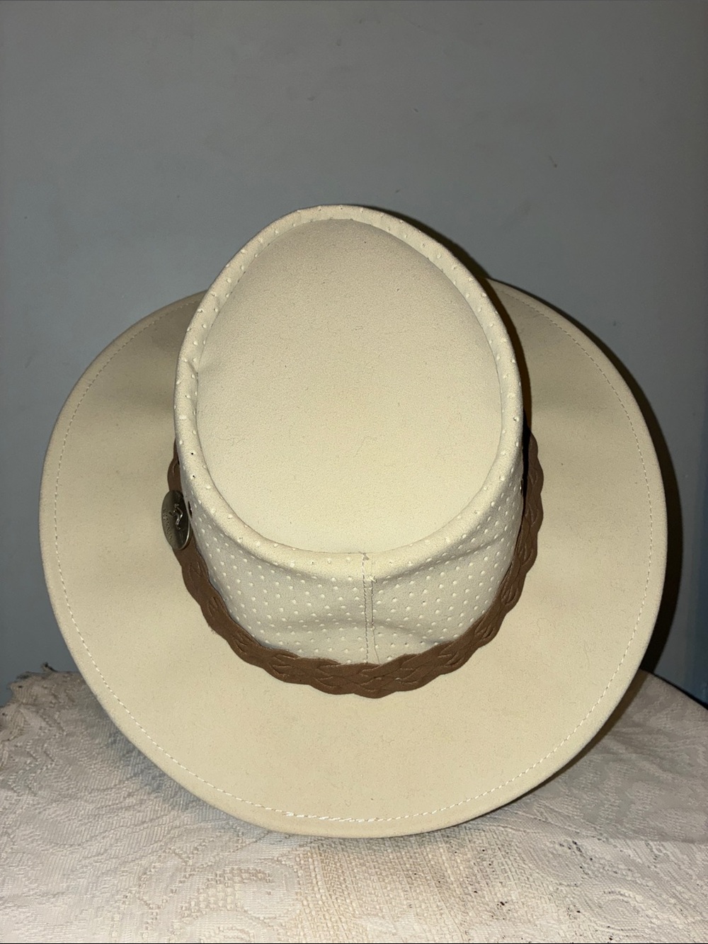 Aussie Chiller Hat Xl Tan Faux Suede Braided Band  outdoor Golf Style. For Men